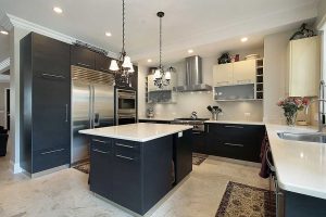 Kitchen with black cabinets