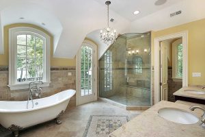 Master bath with glass shower